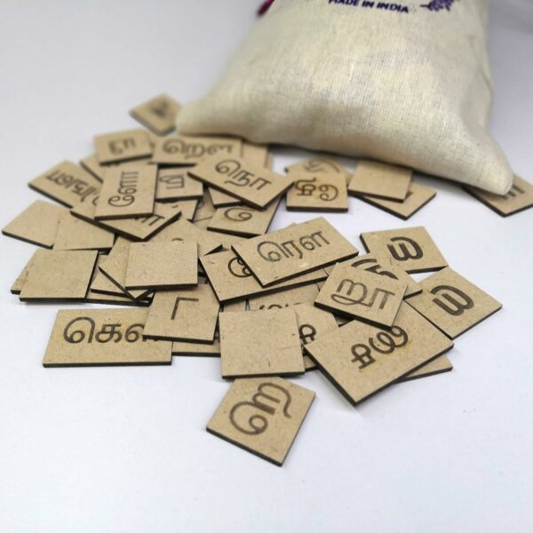 Tamil Letters Tiles Set - 247 Wooden Scrabble Chips - Image 3