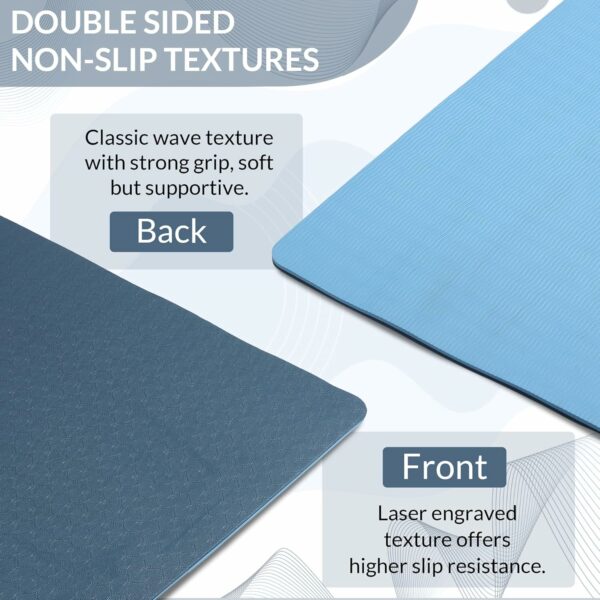Eco-Friendly Dual Color Anti-Slip Yoga Mat - 6mm, 24"x72" - Image 3