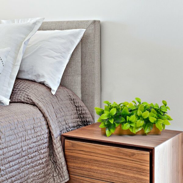 Artificial Bamboo Plant Leaves in Wooden Tray - 11cm x 20cm - Image 4