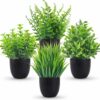 Set of 4 Mini Eucalyptus Artificial Potted Plants for Home Decor