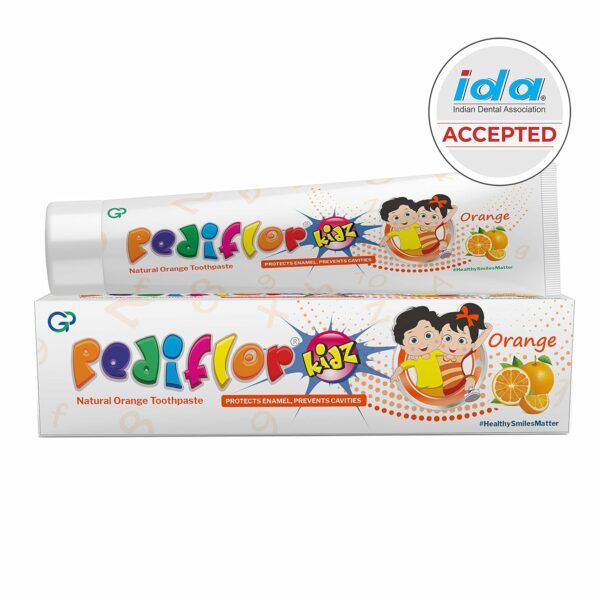 Anticavity Fluoride Toothpaste for Kids - Green Apple & Orange - 70g x 2 Pack - Image 3