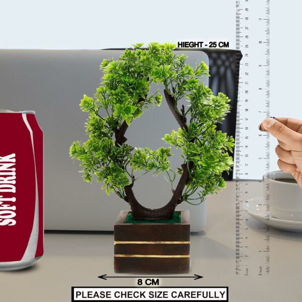 Artificial Bonsai Green Tree with Wooden Pot - Home D?cor - Image 3