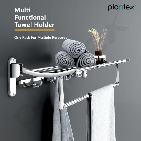 Stainless Steel Folding Towel Rack - Space Saving 24 Inch