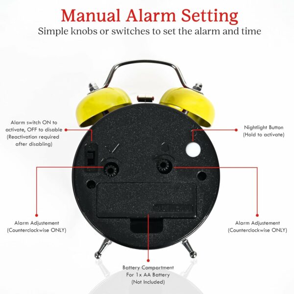 Stylish Analog Alarm Clock with Night Light for Home & Office - Image 2