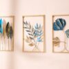 Metal Leaf Wall Hanging Decor - Set of 3, Gold Finish