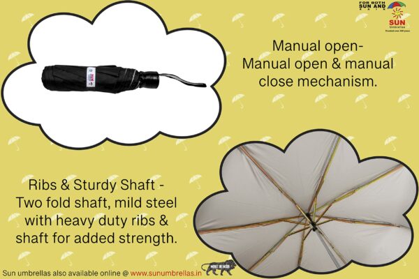 Compact UV Protective Sun Umbrella - 37.5 Inch, Lightweight - Image 5