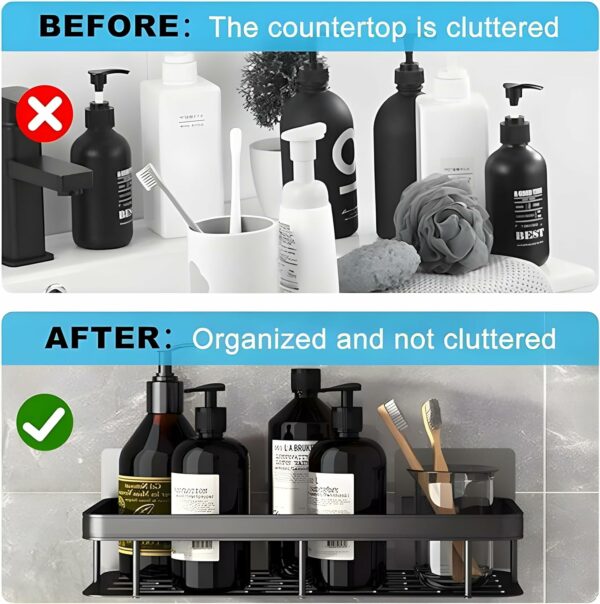 Multipurpose Self-Adhesive Aluminium Bathroom Shelf - Pack of 2 - Image 2