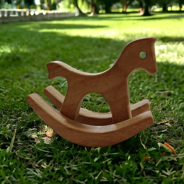 Mini Swing Horse for Toddlers - Pure Neem Wood, Portable Fun - Image 2