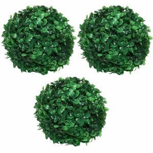 Set of 3 PVC Eucalyptus Boxwood Topiary Grass Balls - 18 cm