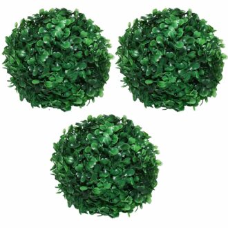 Set of 3 PVC Eucalyptus Boxwood Topiary Grass Balls - 18 cm