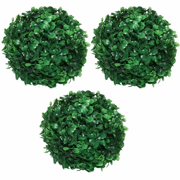 Set of 3 PVC Eucalyptus Boxwood Topiary Grass Balls - 18 cm
