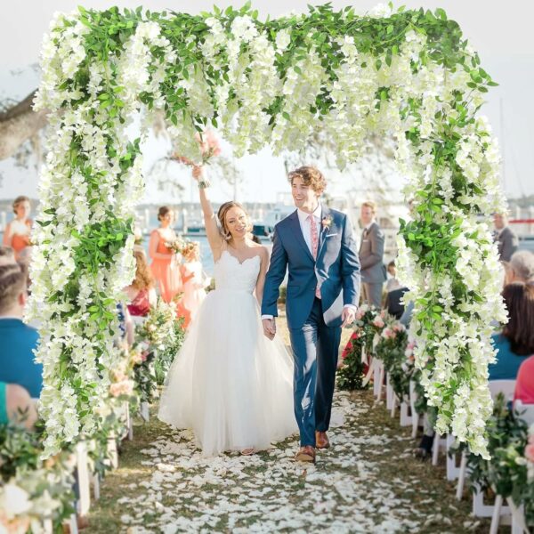 12 Pcs 43.2 Inch Artificial Wisteria Vine Garland - White - Image 5