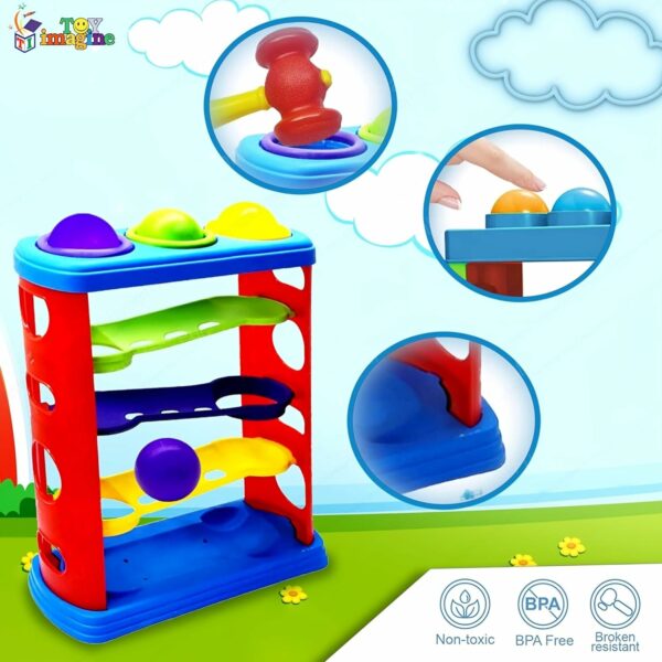 5-Tier Ball Ramp Tower with 3 Spinning Activity Balls for Toddlers - Image 2
