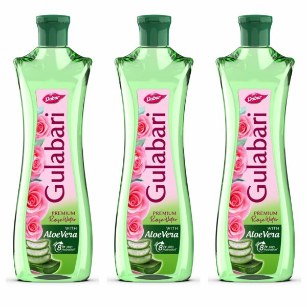 Premium Rose Water with Aloe Vera - 1200ml (3 x 400ml) for All Skin Types