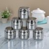 Set of 6 Stainless Steel Airtight Storage Canisters with See-Through Lid - 400ml Each