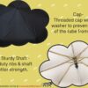 Folding Black Umbrella - 40 Inch UV Protective, 3 Fold