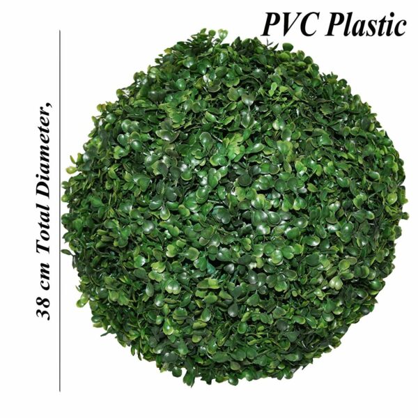 Set of 2 PVC Artificial Eucalyptus Boxwood Topiary Balls - 38 cm - Image 4