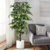 6ft Artificial Ficus Tree with Realistic Silk Leaves for Home Decor