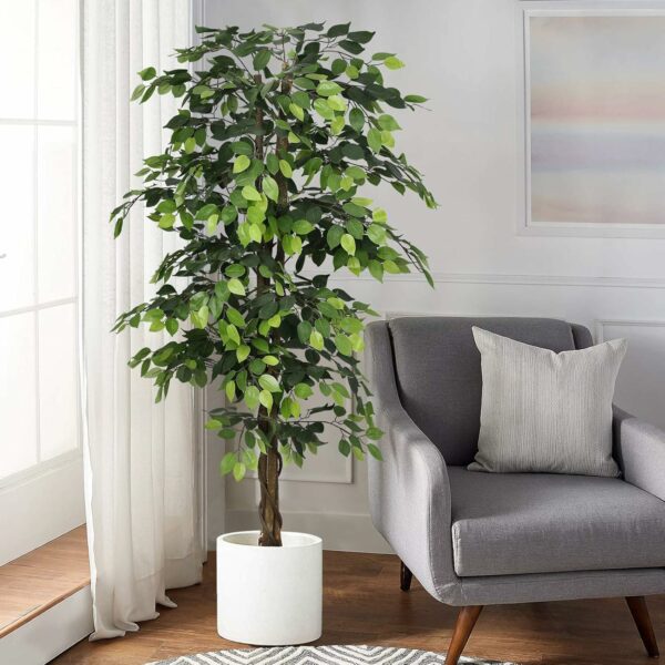 6ft Artificial Ficus Tree with Realistic Silk Leaves for Home Decor