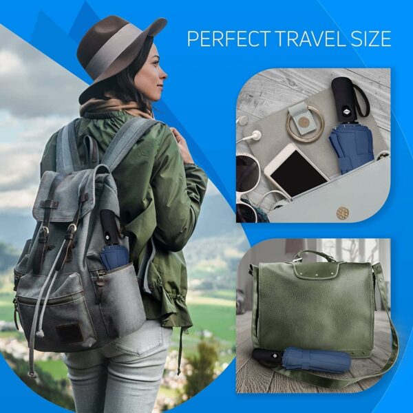 Compact Windproof Travel Umbrella with 10 Fiberglass Ribs - Image 6