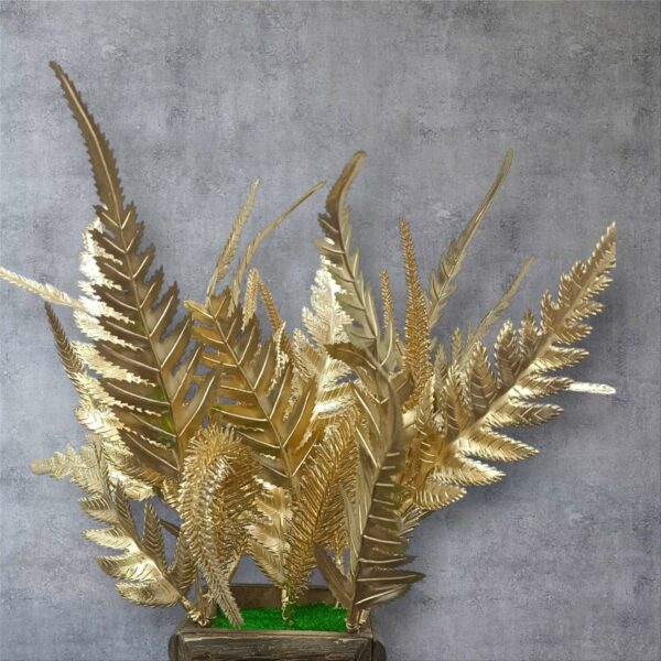 Artificial Golden Leaves Flowers Bunch with Wooden Pot - 30cm - Image 3