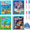 4-Pack Water Magic Coloring Books with Refillable Pens - Mess-Free Fun