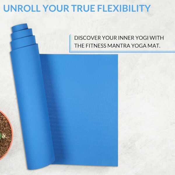 Eco-Friendly 4mm Anti-Slip Yoga Mat with Carrying Strap - Blue - Image 6