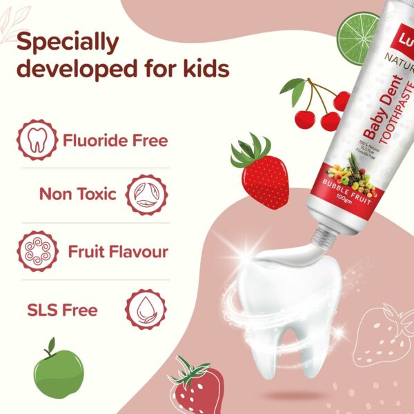 Natural Baby Toothpaste 100g - Fluoride & SLS Free, Bubble Fruit Flavor - Image 4