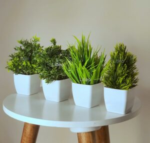 Eucalyptus Potted Faux Plants - Indoor & Office Decor (Pack of 4)