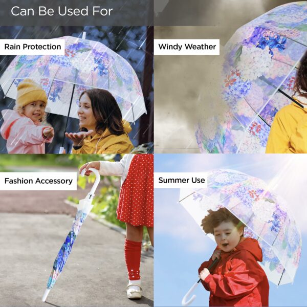 Portable Folding Umbrella with Fiberglass Ribs | Windproof & Travel Friendly | Floral Print - Image 4