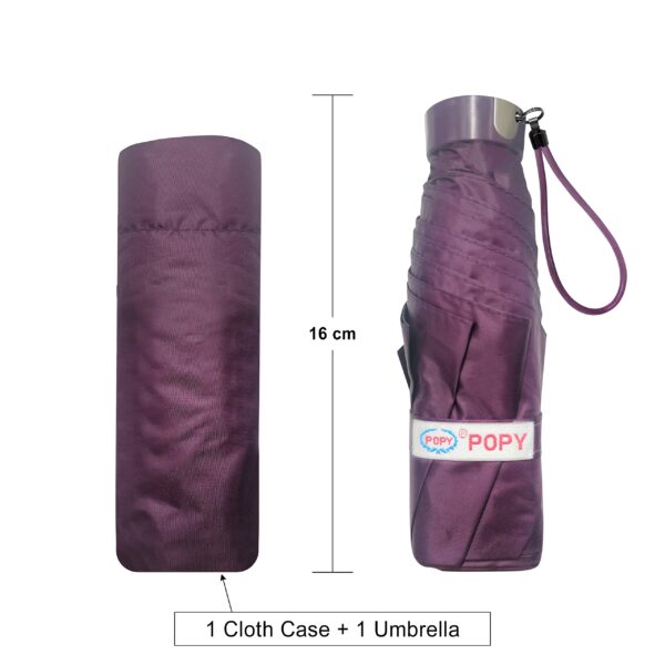 Popy Nano 5Fold Solid Colour Umbrella - Compact & Lightweight - Image 3