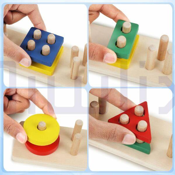 Wooden Shape Sorter Toy for Toddlers - Safe & Fun Learning - Image 3