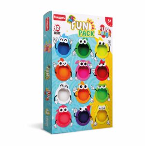 Fun Pack of 12 Colorful Dough Tubs for Kids 3+