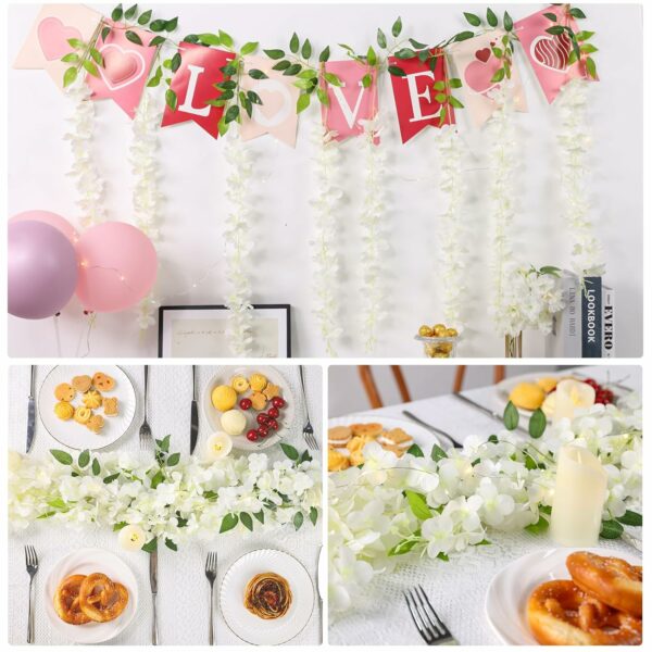 12 Pack White Artificial Wisteria Vine Hanging Garland - Image 4