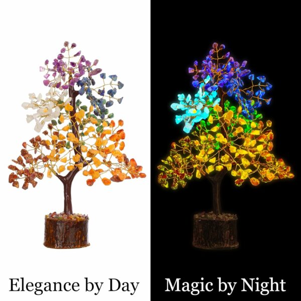 Glow in The Dark 7 Chakra Crystal Tree - 10 Inch Home Decor - Image 2