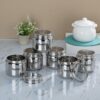 Set of 6 Stainless Steel Airtight Storage Canisters with See-Through Lid - 400ml Each