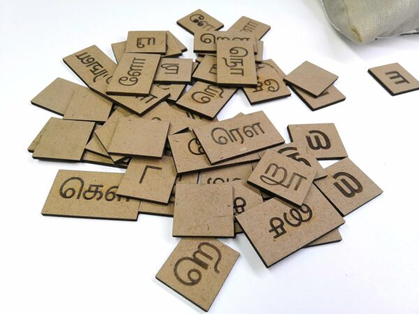 Tamil Letters Tiles Set - 247 Wooden Scrabble Chips - Image 2