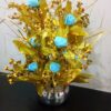 Artificial Flower Bunch with Metal Vase for Home D?cor