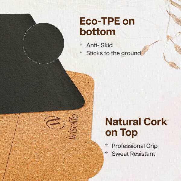 Cork Foldable Yoga Mat with Carry Bag - Extra Thick & Wide - Image 2