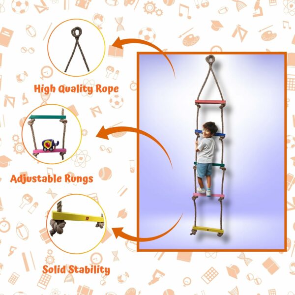 5 Step Wooden Rope Ladder for Kids - Outdoor Climbing Fun - Image 5