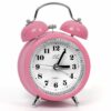 Silent Analog Desk Alarm Clock with Night Light - Pink