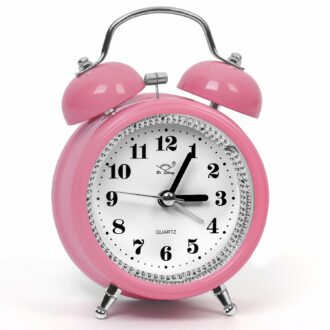 Silent Analog Desk Alarm Clock with Night Light - Pink