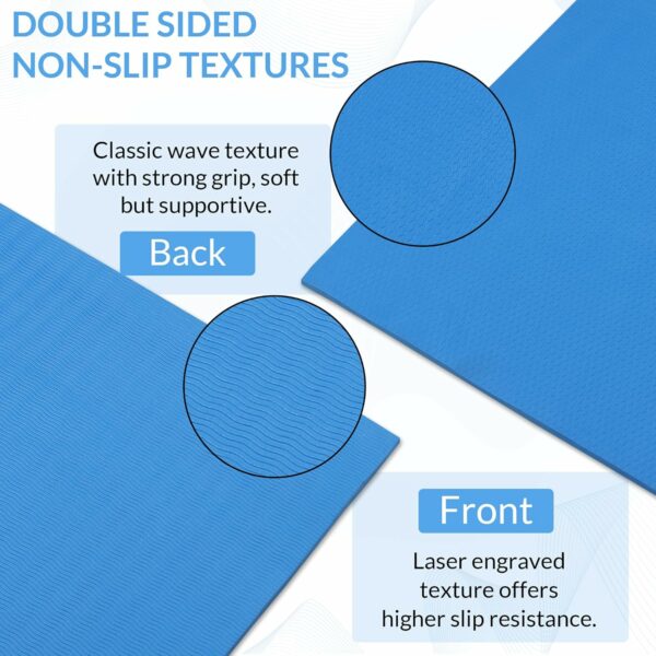 Eco-Friendly 4mm Anti-Slip Yoga Mat with Carrying Strap - Blue - Image 5