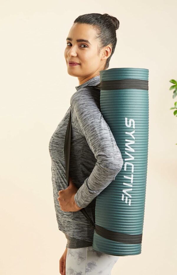 Extra Thick 13mm NBR Yoga Mat with Strap - Steel Grey - Image 4