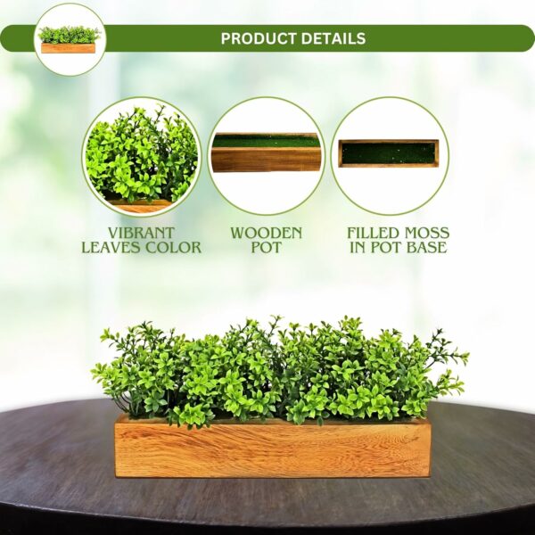 Realistic Artificial Gardenia Plant Bunch in Wood Planter - Image 4