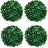 Set of 4 Green PVC Eucalyptus Boxwood Topiary Grass Balls - 18 cm