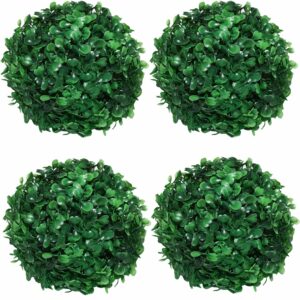 Set of 4 Green PVC Eucalyptus Boxwood Topiary Grass Balls - 18 cm