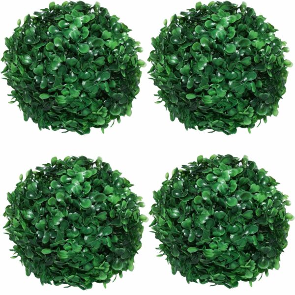 Set of 4 Green PVC Eucalyptus Boxwood Topiary Grass Balls - 18 cm