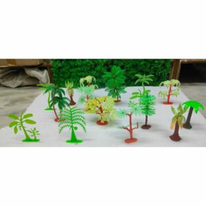 Pack of 16 Plastic Mini Trees for School Projects & Decoration