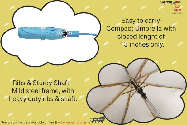 3 Fold Automatic Open Umbrella with UV Protection - Blue - Image 6